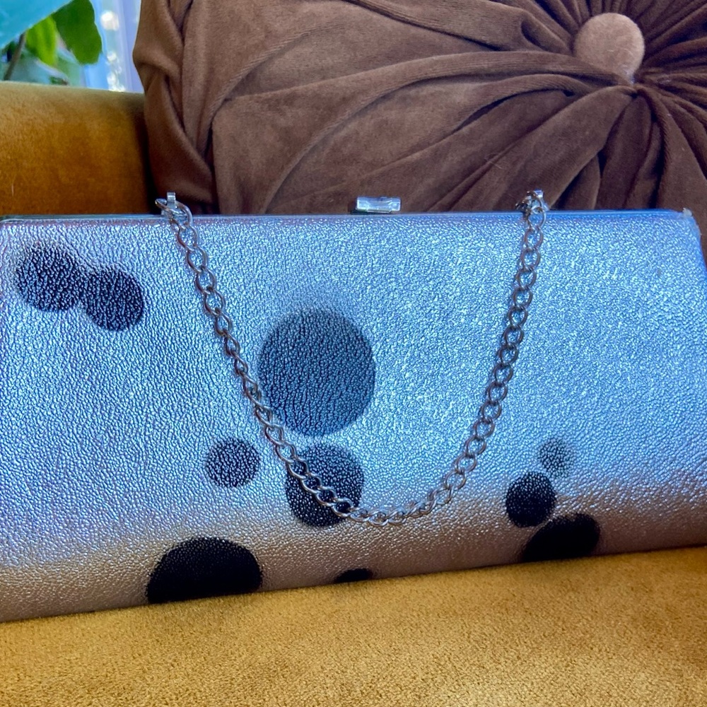 Silver and Black Chain Clutch